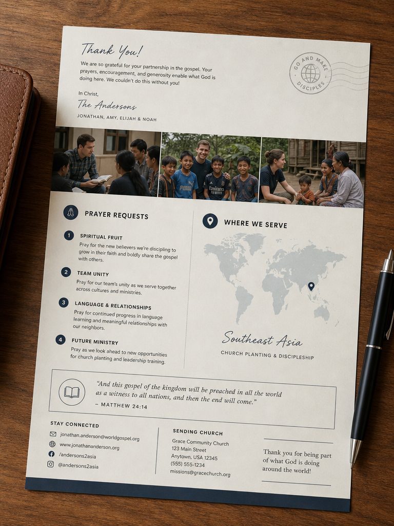 sample ministry update back page