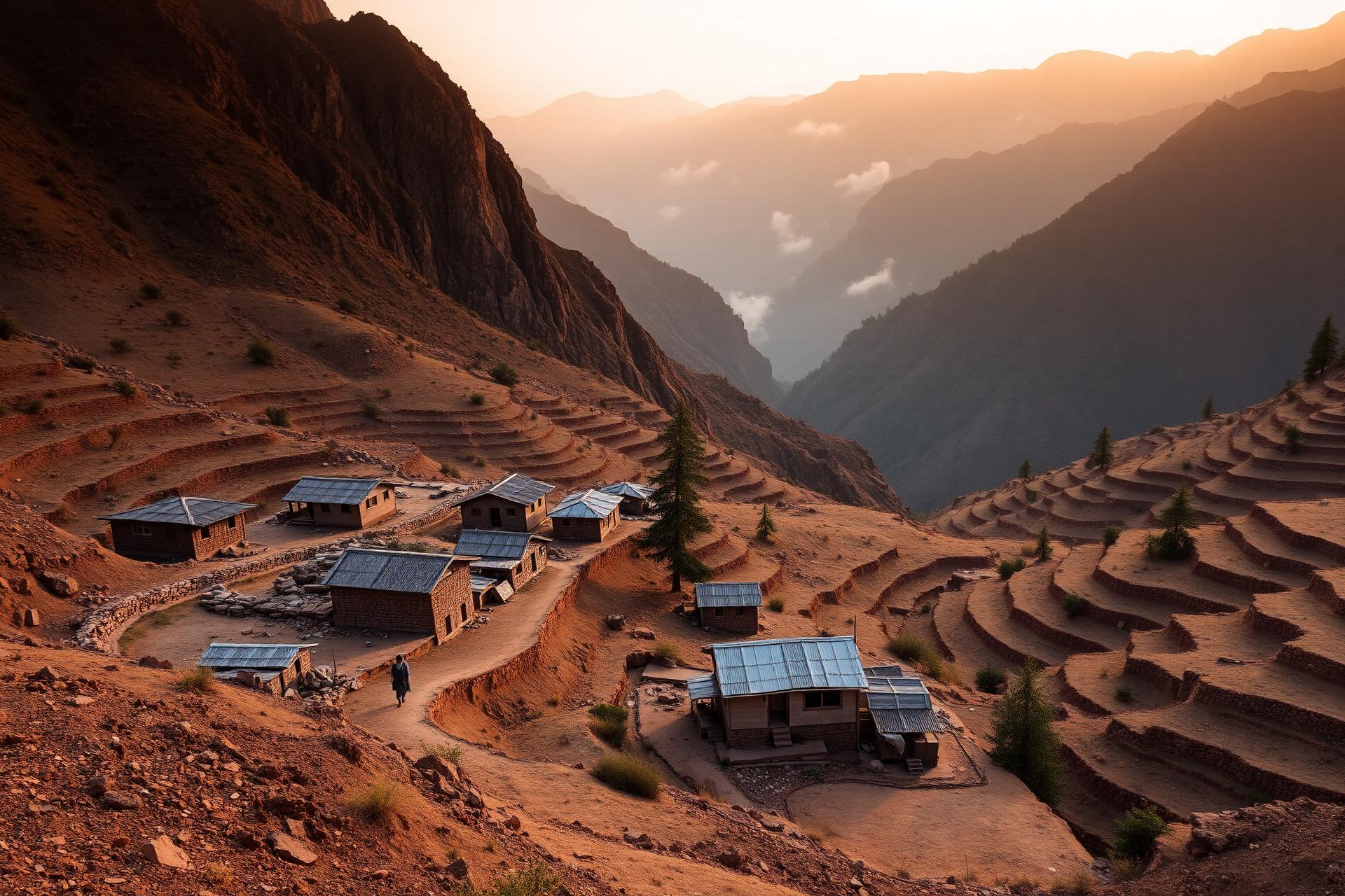 Mountain village at golden hour
